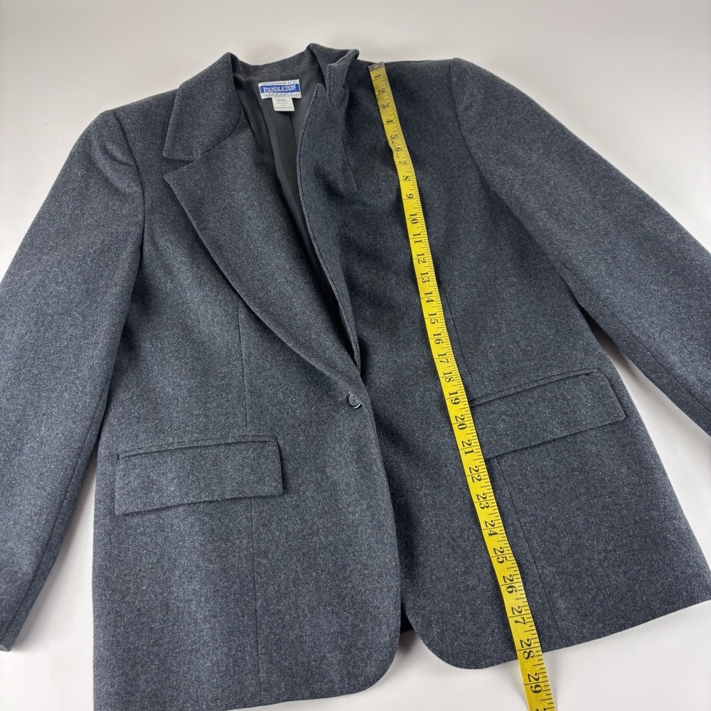 VTG Pendleton Women's Size 12 Gray 100% Wool Blazer Jacket Career One Button - Picture 7 of 12